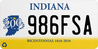 IN license plate 986FSA