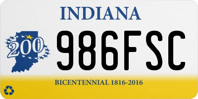 IN license plate 986FSC