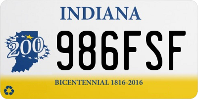 IN license plate 986FSF