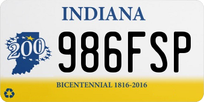 IN license plate 986FSP