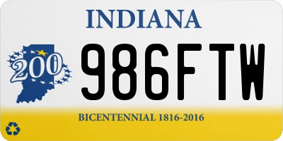 IN license plate 986FTW