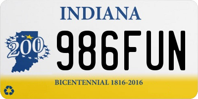 IN license plate 986FUN