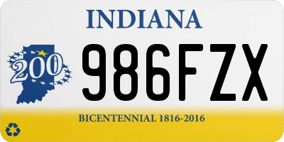 IN license plate 986FZX