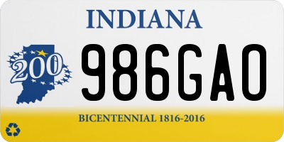 IN license plate 986GAO