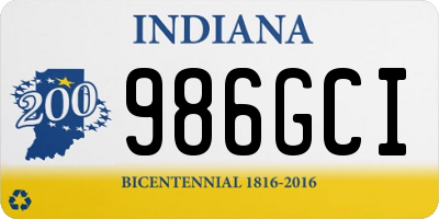 IN license plate 986GCI