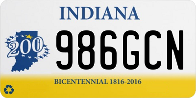 IN license plate 986GCN