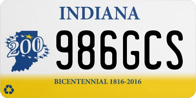 IN license plate 986GCS