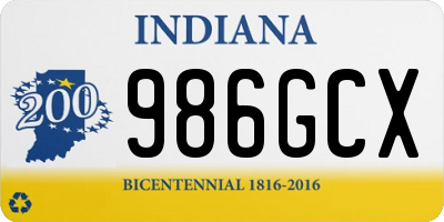 IN license plate 986GCX