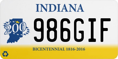 IN license plate 986GIF