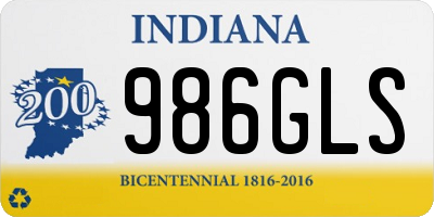 IN license plate 986GLS