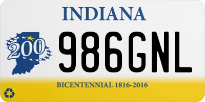 IN license plate 986GNL