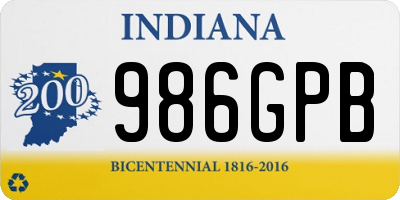 IN license plate 986GPB