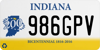 IN license plate 986GPV