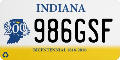 IN license plate 986GSF