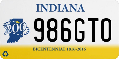 IN license plate 986GTO