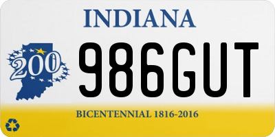 IN license plate 986GUT