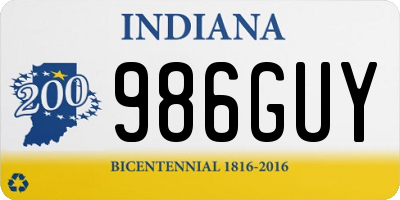 IN license plate 986GUY