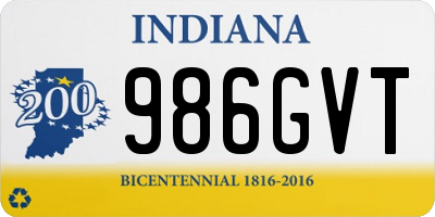 IN license plate 986GVT