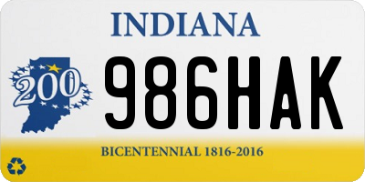 IN license plate 986HAK