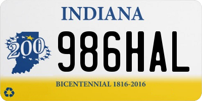 IN license plate 986HAL