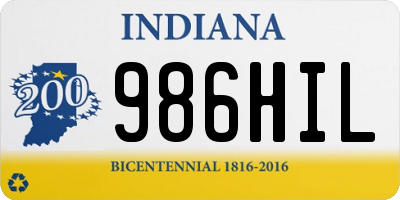 IN license plate 986HIL