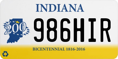 IN license plate 986HIR