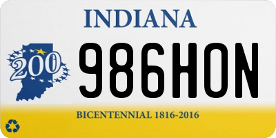 IN license plate 986HON