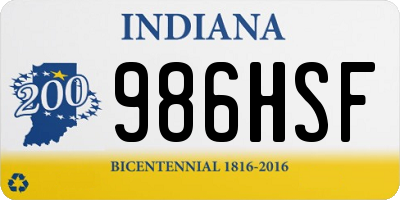 IN license plate 986HSF