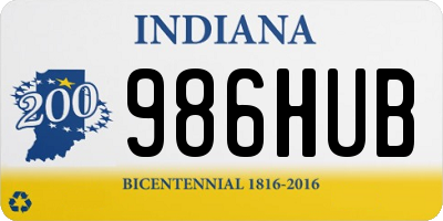 IN license plate 986HUB