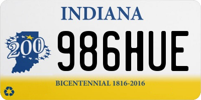 IN license plate 986HUE