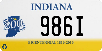 IN license plate 986I