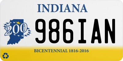 IN license plate 986IAN