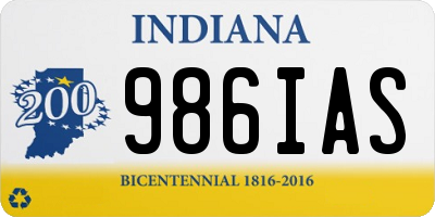 IN license plate 986IAS