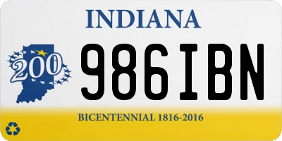 IN license plate 986IBN