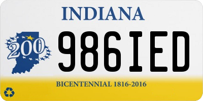 IN license plate 986IED