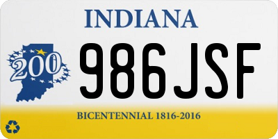 IN license plate 986JSF