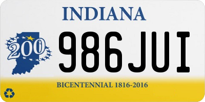 IN license plate 986JUI