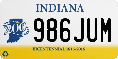 IN license plate 986JUM