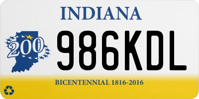 IN license plate 986KDL