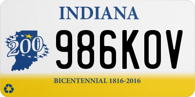 IN license plate 986KOV