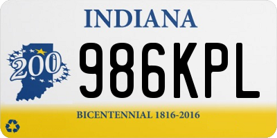 IN license plate 986KPL