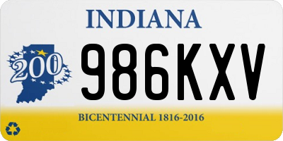 IN license plate 986KXV