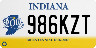 IN license plate 986KZT