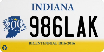 IN license plate 986LAK