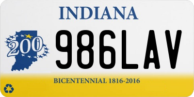 IN license plate 986LAV