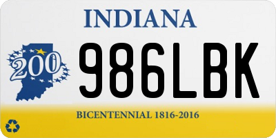 IN license plate 986LBK