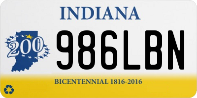 IN license plate 986LBN