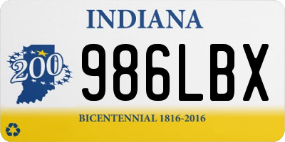 IN license plate 986LBX