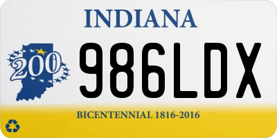 IN license plate 986LDX