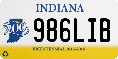 IN license plate 986LIB